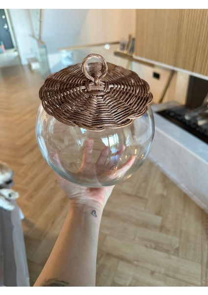 Bambu Kapaklı Cam Fanus Ceviz Renk indirimleri