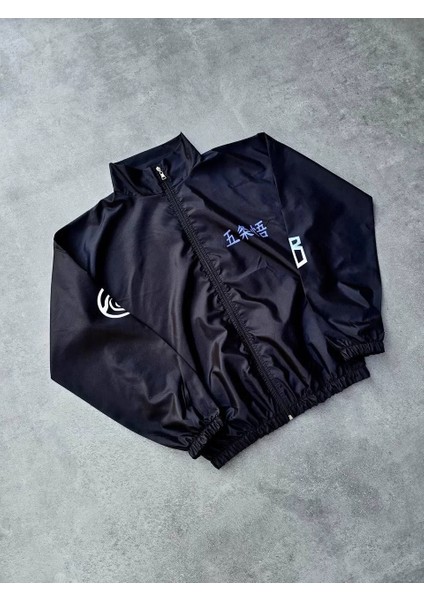 Fermuarlı Dijital Baskılı Rüzgarlık - Siyah fiyatları