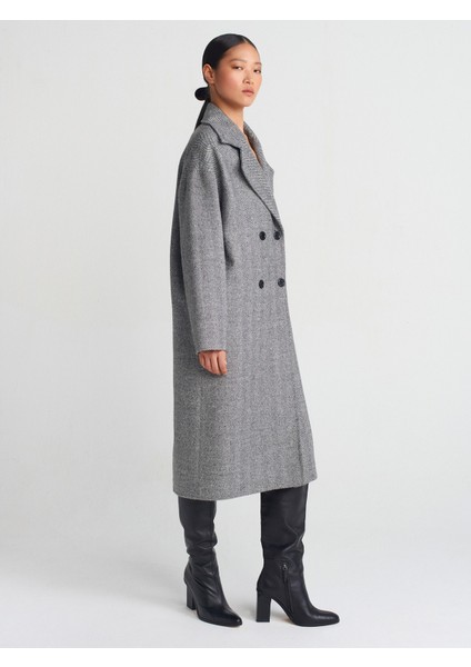 60754 Oversize Geniş Kesim Uzun Kaban-Gri modelleri