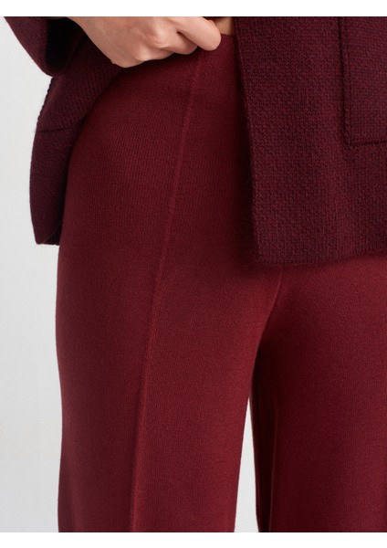 70167 Beli Lastikli Triko Pantolon-Bordo M. fırsatları