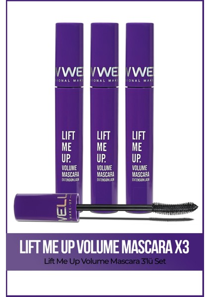 3x Lift Me Up Volume Mascara 8 ml Üçlü Set