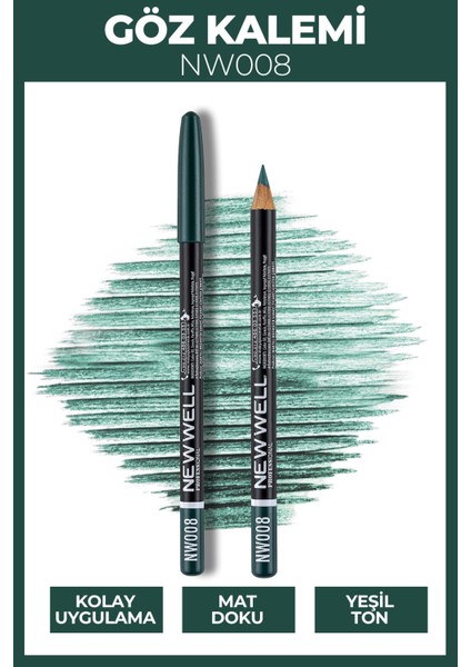 Koyu Yeşil 008 Göz Kalemi – Kremsi Formül, Suya Dayanıklı, Gün Boyu Kalıcı ve Kolay Sürüm, 1 Adet fiyatları