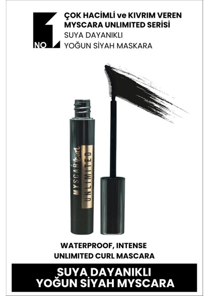 Myscara Unlimited Curl Siyah Maskara Büyük Boy – Hacim ve Kıvırma Etkili, Uzun Süre Kalıcı, Akma Yapmaz fiyatları