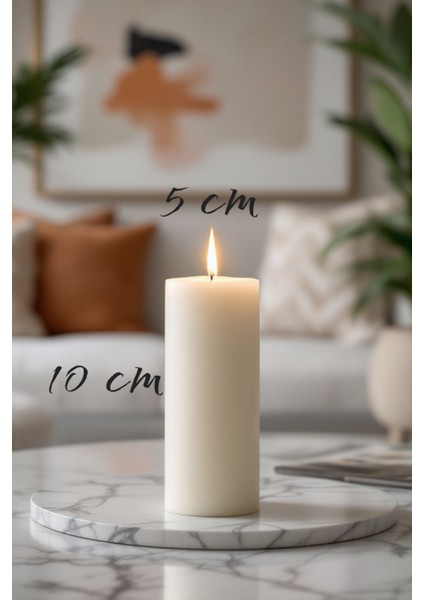 El Işçiliği Hand Made Kütük Silindir Mum Krem Renk 5 cm Genişlik 12,5 cm Uzunluk Gül Kokulu modelleri