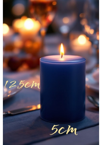 El Işçiliği Hand Made Kütük Silindir Mum Lacivert Renk 5 cm Genişlik 15 cm Uzunluk Kahve Aroması Kokulu fiyatları