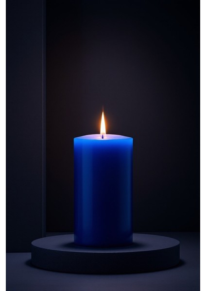 El Işçiliği Hand Made Kütük Silindir Mum Lacivert Renk 5 cm Genişlik 15 cm Uzunluk Kahve Aroması Kokulu modelleri