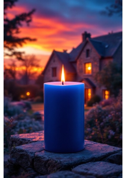 El Işçiliği Hand Made Kütük Silindir Mum Lacivert Renk 5 cm Genişlik 15 cm Uzunluk Kahve Aroması Kokulu fırsatları