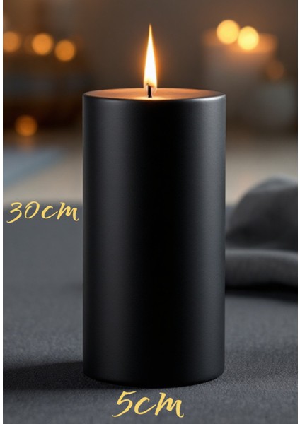 Scented Candleel Işçiliği Hand Made Kütük Silindir Mum Siyah Renk 5 cm Genişlik 30 cm Uzunluk Lavanta Kokulu fiyatları