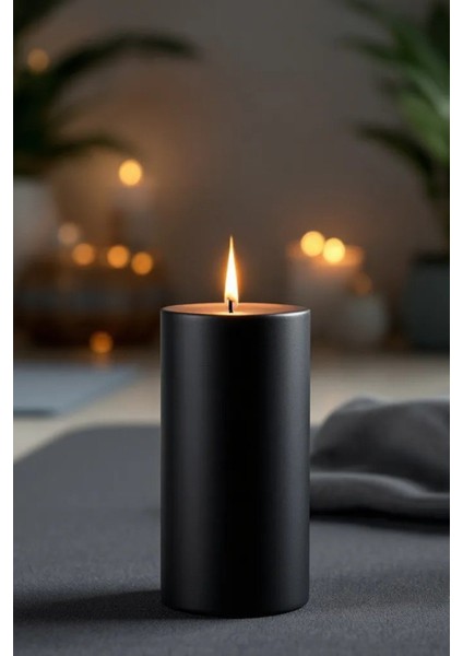 Scented Candleel Işçiliği Hand Made Kütük Silindir Mum Siyah Renk 5 cm Genişlik 30 cm Uzunluk Lavanta Kokulu indirimleri