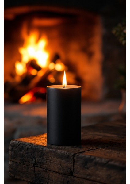 El Işçiliği Hand Made Kütük Silindir Mum Siyah Renk 5 cm Genişlik 10 cm Uzunluk Kahve Aroması Kokulu fiyatları