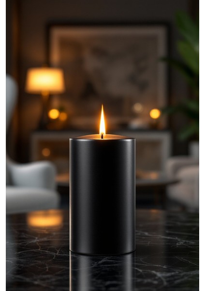 El Işçiliği Hand Made Kütük Silindir Mum Siyah Renk 5 cm Genişlik 10 cm Uzunluk Kahve Aroması Kokulu modelleri