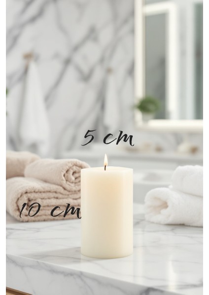 El Işçiliği Hand Made Kütük Silindir Mum Krem Renk 5 cm Genişlik 20 cm Uzunluk Kahve Aroması Kokulu