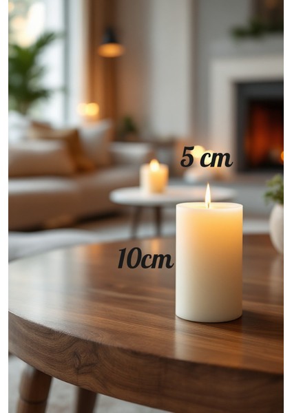 El Işçiliği Hand Made Kütük Silindir Mum Krem Renk 5 cm Genişlik 10 cm Uzunluk Kahve Aroması Kokulu