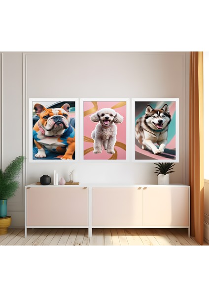 Modern Tarz Mdf Plastik Çerçeveli 3'lu Dekoratif Tablo 45 fiyatları