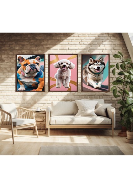 Modern Tarz Mdf Plastik Çerçeveli 3'lu Dekoratif Tablo 45 modelleri