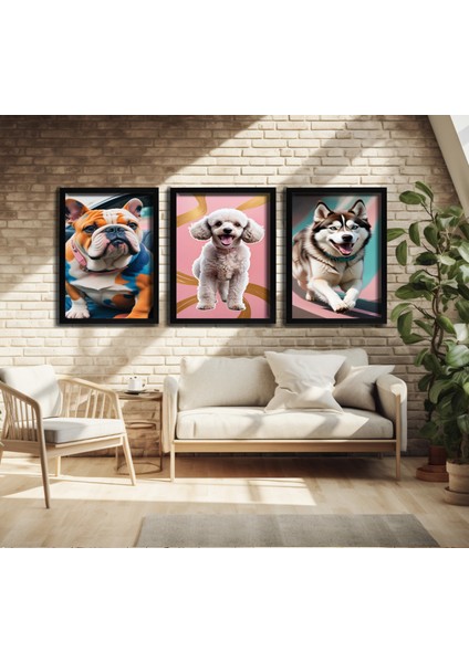 Modern Tarz Mdf Plastik Çerçeveli 3'lu Dekoratif Tablo 45 fırsatları