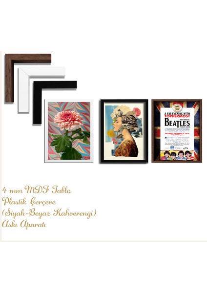 Modern Tarz Mdf Plastik Çerçeveli 3'lu Dekoratif Tablo 45 indirimleri