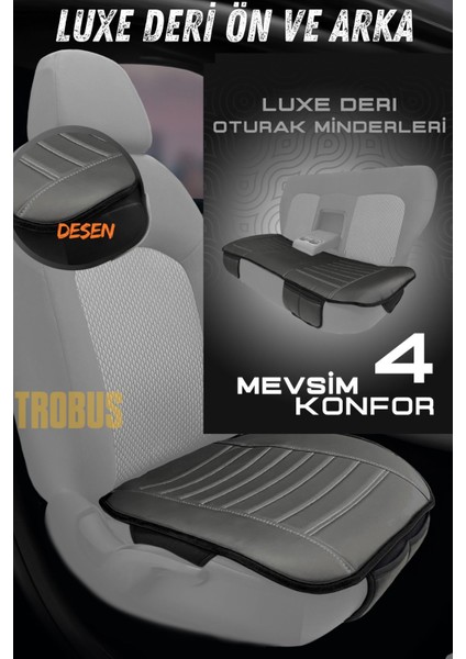 Su Geçirmez Ön Arka Araba Koltuk Minder Deri Bej Oto Koltuk Minderi 3'lü Oturak Örtüsü
