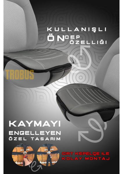 Su Geçirmez Ön Arka Araba Koltuk Minder Deri Bej Oto Koltuk Minderi 3'lü Oturak Örtüsü fırsatları