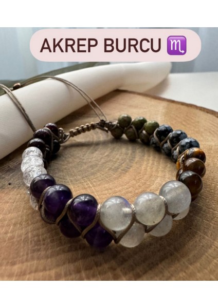 Sertifikalı Akrep Burcu Çift Sıra Makrome Doğal Taş Bileklik fiyatları