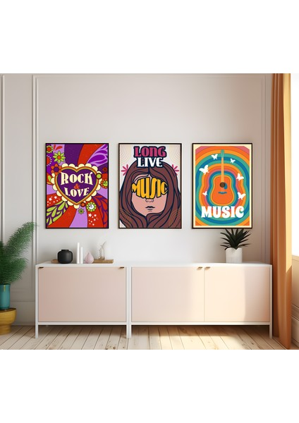 Modern Tarz Mdf Plastik Çerçeveli 3'lu Dekoratif Tablo 201
