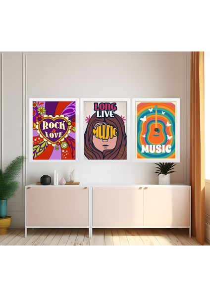 Modern Tarz Mdf Plastik Çerçeveli 3'lu Dekoratif Tablo 201