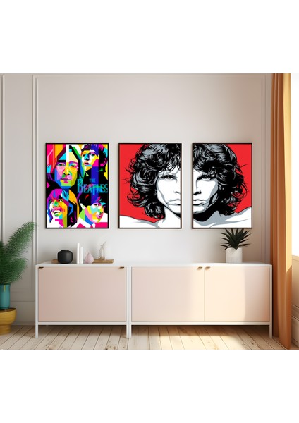 Modern Tarz Mdf Plastik Çerçeveli 3'lu Dekoratif Tablo 196