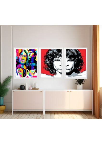 Modern Tarz Mdf Plastik Çerçeveli 3'lu Dekoratif Tablo 196