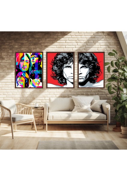 Modern Tarz Mdf Plastik Çerçeveli 3'lu Dekoratif Tablo 196