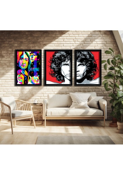 Modern Tarz Mdf Plastik Çerçeveli 3'lu Dekoratif Tablo 196