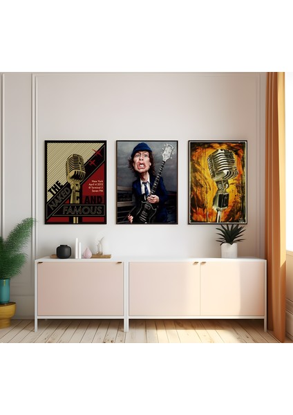 Modern Tarz Mdf Plastik Çerçeveli 3'lu Dekoratif Tablo 190