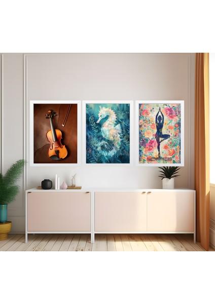 Modern Tarz Mdf Plastik Çerçeveli 3'lu Dekoratif Tablo 128 fiyatları