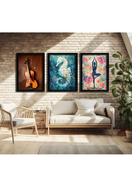 Modern Tarz Mdf Plastik Çerçeveli 3'lu Dekoratif Tablo 128 fırsatları