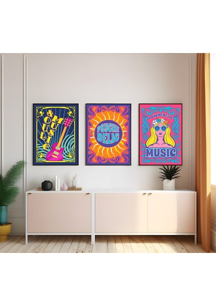 Modern Tarz Mdf Plastik Çerçeveli 3'lu Dekoratif Tablo 175