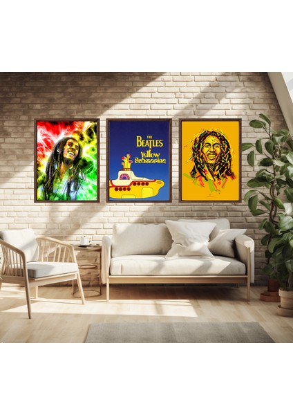 Modern Tarz Mdf Plastik Çerçeveli 3'lu Dekoratif Tablo 152 modelleri