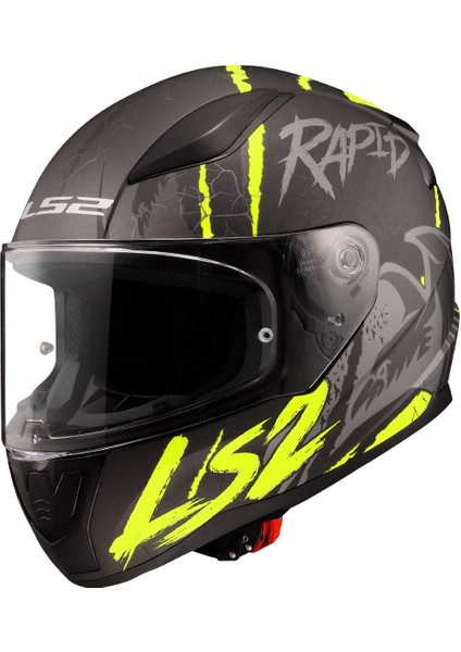 Rapıd 2 Raven Mat Siyah-Gri-Neon Sarı Kask