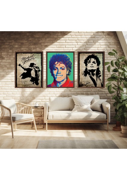 Modern Tarz Mdf Plastik Çerçeveli 3'lu Dekoratif Tablo 164