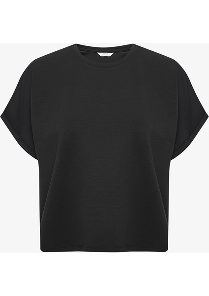 Siyah Bisiklet Yaka Silky Touch Tişört modelleri