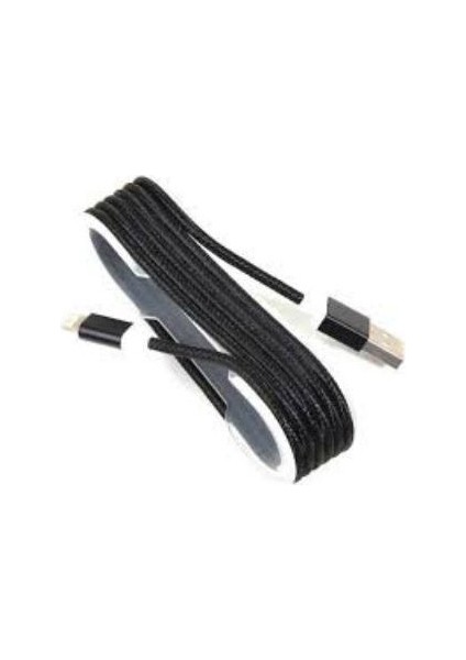 Iphone Örgü Şeklinde Renkli Çelik Şarj Data Kablosu - Siyah