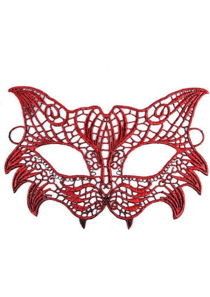 Kırmızı Dantel Masquerade Maskesi 8 No