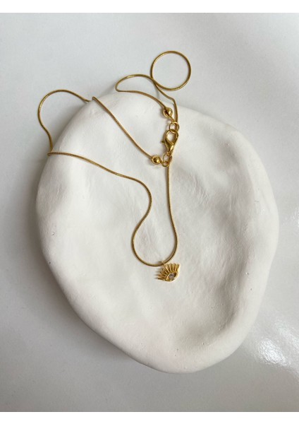 Collection Mini Taşı Göz Charm Yılan Zincir 45 cm Altın Kaplama Gold Kolye