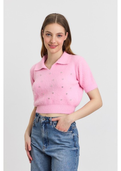 6625 Inci Detay Yumoş Kazak Pembe modelleri