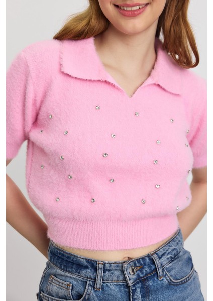 6625 Inci Detay Yumoş Kazak Pembe fırsatları