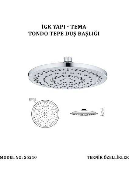 Igk Yapı - Tondo Tepe Duş Başlığı (55210)
