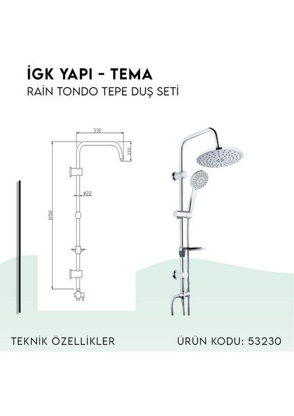 Igk Yapı - Rain Tondo Tepe Duş Seti (53230)