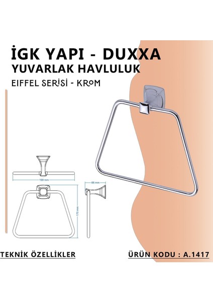 Igk Yapı - Eiffel Yuvarlak Havluluk Krom (A.1417)