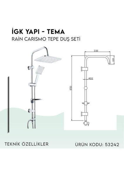 Igk Yapı - Rain Carismo Tepe Duş Seti (53242)