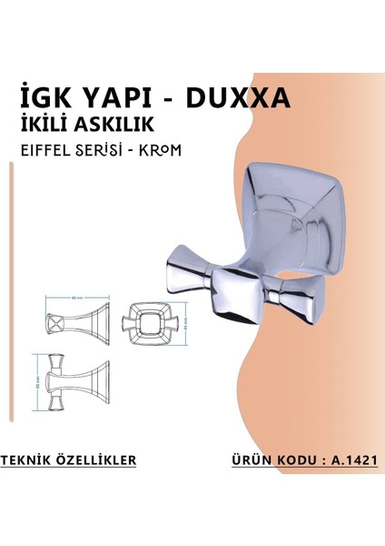 Igk Yapı - Eiffel İkili Askılık Krom (A.1421)