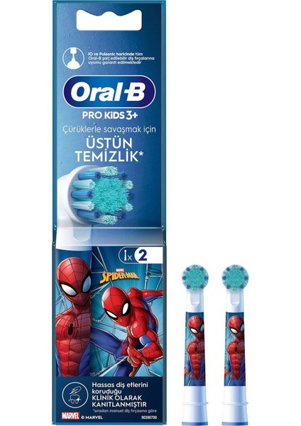 Spiderman Şarjlı Diş Fırçası Yedek Başlığı Beyaz 2'li