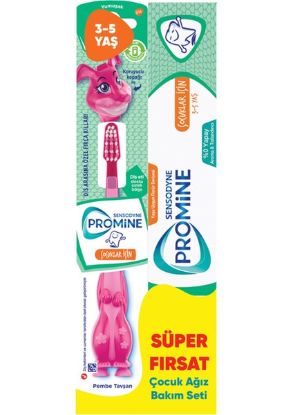 Promine Kids 3-5 Macun + Tavşan Fırça Set